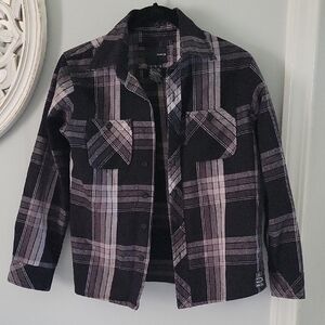 NWOT Hurley Black and Gray Plaid Shirt BOYS -S